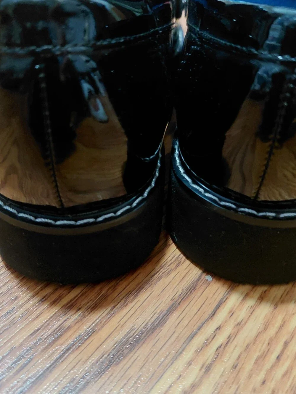 Franco Sarto Black Patent Platform Penny Loafers Women Size 8